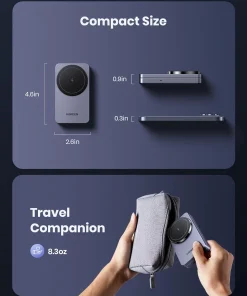 Đế sạc không dây Ugreen 45056 có thiết kế nhỏ gọn 4.6×2.6 inch, dày chỉ 0.9 inch, dễ dàng bỏ túi – người bạn đồng hành lý tưởng khi đi công tác hoặc du lịch.