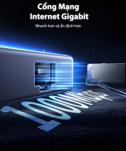 Cổng mạng RJ45 Gigabit 1000Mbps trên Hub USB-C 7 trong 1 Ugreen 45155 – tốc độ cao, kết nối Internet ổn định cho laptop và PC.