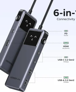 Hub USB-C 6 in 1 Groovy Robot Uno Ugreen 35998 Hỗ Trợ 4K@60Hz , 2x USB 3.2, 2x USB-C 3.2 Tốc Độ 10Gbps 12 Hub USB-C 6 in 1 Ugreen 35998 CM888 Groovy Robot Uno – HDMI 4K@60Hz, USB-C & USB-A 10Gbps, PD 100W