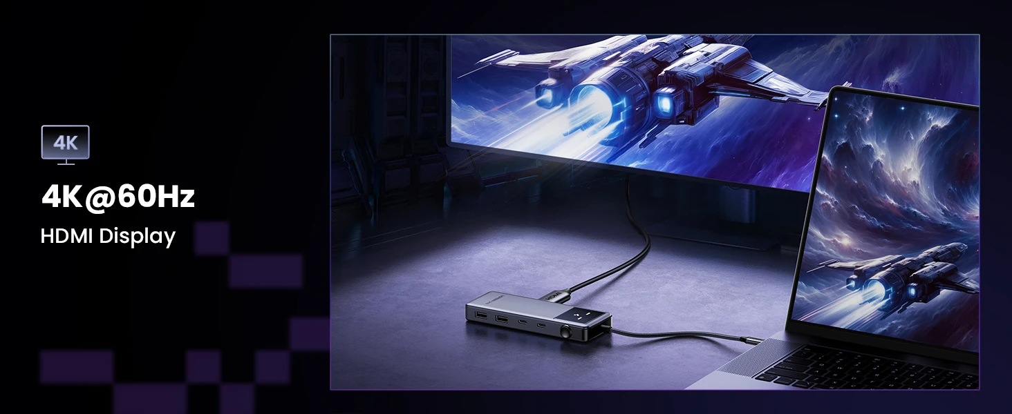 Hub USB-C 6 in 1 Groovy Robot Uno Ugreen 35998 Hỗ Trợ 4K@60Hz , 2x USB 3.2, 2x USB-C 3.2 Tốc Độ 10Gbps 26 Hub USB-C 6 in 1 Ugreen 35998 CM888 – Xuất hình HDMI 4K@60Hz, hiển thị sắc nét và mượt mà