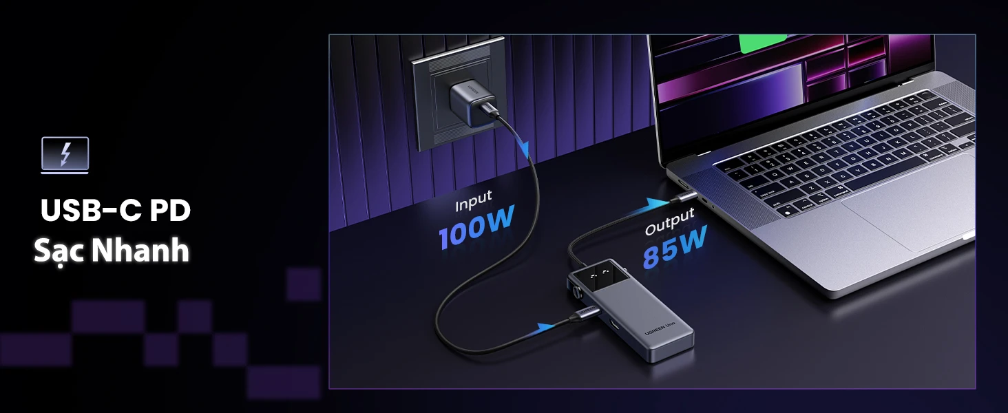 Hub USB-C 6 in 1 Groovy Robot Uno Ugreen 35998 Hỗ Trợ 4K@60Hz , 2x USB 3.2, 2x USB-C 3.2 Tốc Độ 10Gbps 23 Hub USB-C 6 in 1 Ugreen 35998 CM888 – Hỗ trợ sạc nhanh PD 100W, cấp nguồn ổn định cho laptop