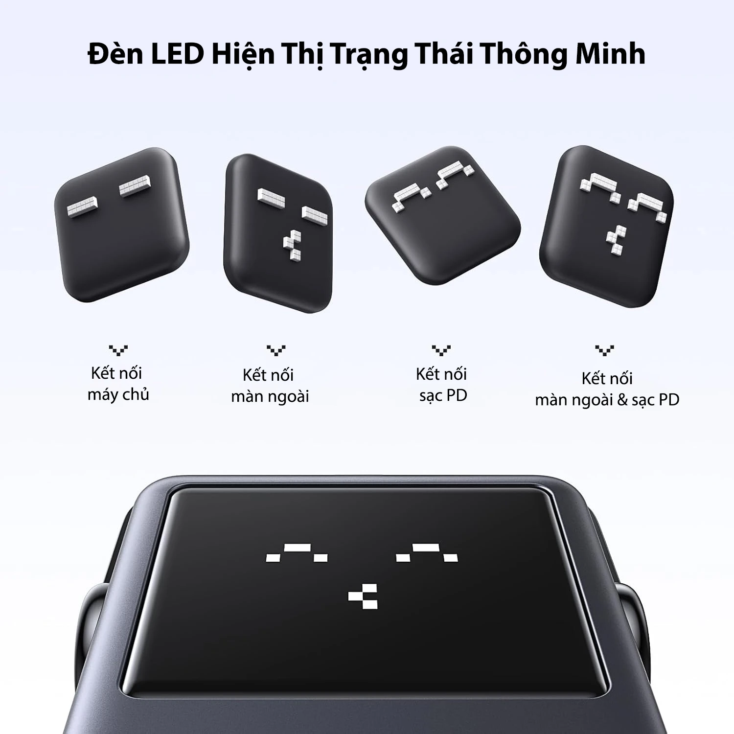 Hub USB-C 6 in 1 Groovy Robot Uno Ugreen 35998 Hỗ Trợ 4K@60Hz , 2x USB 3.2, 2x USB-C 3.2 Tốc Độ 10Gbps 10 Hub USB-C 6 in 1 Ugreen 35998 CM888 – Đèn LED hiển thị trạng thái thông minh Groovy Robot Uno