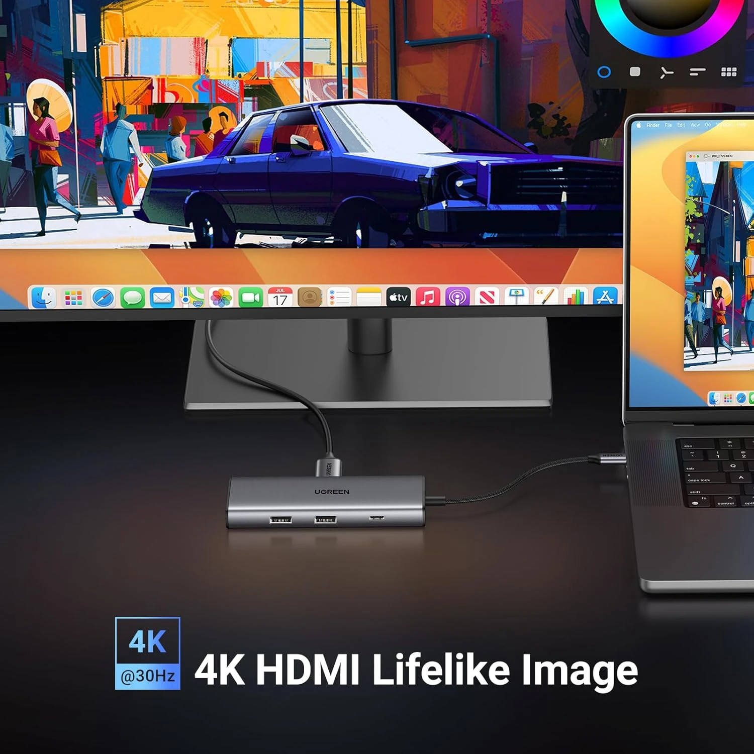 Hub USB-C 7 Trong 1 Ugreen 15531 Hỗ Trợ HDMI 4K@30Hz, 2x USB 3.2, 1X USB-C Tốc Độ 10Gbps, PD 100W, SD/TF 4 Hub USB-C 7 trong 1 Ugreen 15531 hỗ trợ HDMI 4K@30Hz hiển thị hình ảnh sắc nét, kết nối laptop với màn hình ngoài