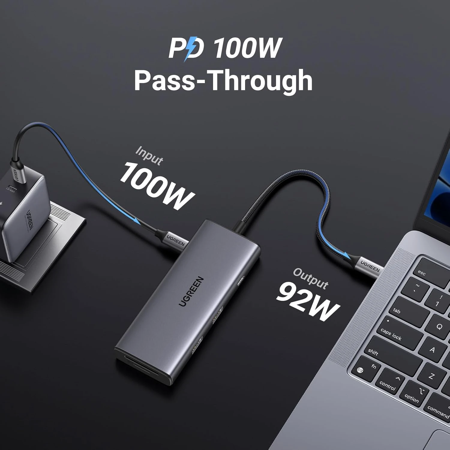 Hub USB-C 7 Trong 1 Ugreen 15531 Hỗ Trợ HDMI 4K@30Hz, 2x USB 3.2, 1X USB-C Tốc Độ 10Gbps, PD 100W, SD/TF 5 Hub USB-C 7 trong 1 Ugreen 15531 hỗ trợ sạc nhanh PD 100W Pass-Through, truyền công suất ổn định cho MacBook, laptop USB-C, hiệu suất cao
