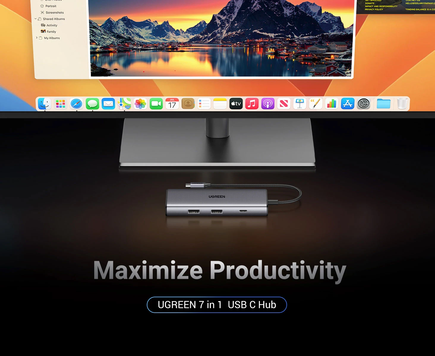 Hub USB-C 7 Trong 1 Ugreen 15531 Hỗ Trợ HDMI 4K@30Hz, 2x USB 3.2, 1X USB-C Tốc Độ 10Gbps, PD 100W, SD/TF 12 Hub USB-C 7 trong 1 Ugreen 15531 mở rộng kết nối cho MacBook, xuất hình 4K, truyền dữ liệu 10Gbps, sạc nhanh PD 100W