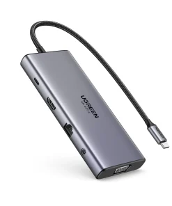 Hub USB-C 11 trong 1 UGREEN 45520 CM639 hỗ trợ HDMI 4K@60Hz, VGA, LAN Gigabit và sạc PD 100W
