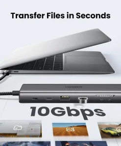 Hub USB-C 11 trong 1 Ugreen CM639 45520 với đầy đủ cổng HDMI VGA USB-A USB-C RJ45 SD TF Title: Hub USB-C 11 Cổng Ugreen CM639 - Giải Pháp Mở Rộng Toàn Diện