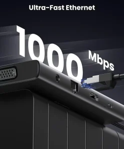 Cổng RJ45 Gigabit Ethernet 1000Mbps trên hub Ugreen CM639 45520 cho kết nối mạng LAN siêu nhanh ổn định