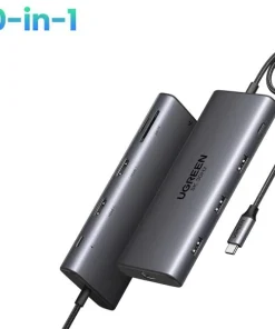 Hub USB-C Ugreen 15534 Revodok Pro 10 in 1 với HDMI 8K, PD 100W, LAN 1Gbps