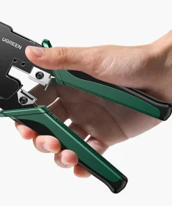 Tay người cầm kìm Ugreen 35971 NW304 1 tay — tay cầm TPE xanh lá chống trượt, lưỡi cắt thép 5Cr13 và cơ chế tước vỏ nhìn thấy rõ