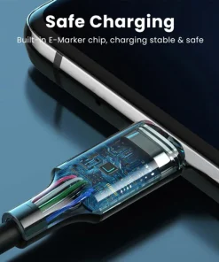 Cáp Sạc USB Type-C Dài 2M Ugreen 80372 — Hỗ Trợ PD 100W/5A, QC4.0 16 Cáp Ugreen US300 tích hợp chip E-Marker bên trong đầu nối, sạc ổn định và an toàn