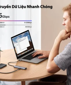 Hub Chia USB-C Ra 4 Cổng Ugreen 15395 Vỏ Hợp Kim Nhôm — 2 USB-A + 2 USB-C, USB 3.0 5Gbps 15 Hub USB-C Ugreen 15395 truyền dữ liệu 5Gbps nhanh gấp 10 lần USB 2.0 480Mbps