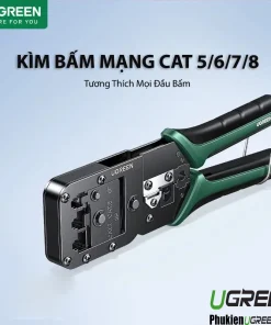 Kìm bấm mạng đa năng Ugreen 15115 Cat5 Cat6 Cat7 Cat8 tay cầm xanh lá đen, chính hãng Ugreen Việt Nam