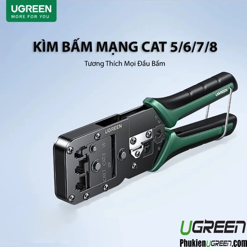 Kìm Bấm Mạng Đa Năng 6P/8P CAT5/6/7/8 Ugreen 15115 ( Tặng lưỡi dao thay thế đi kèm ) 2 Kìm bấm mạng đa năng Ugreen 15115 Cat5 Cat6 Cat7 Cat8 tay cầm xanh lá đen, chính hãng Ugreen Việt Nam