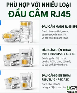 Kìm Bấm Mạng Đa Năng 6P/8P CAT5/6/7/8 Ugreen 15115 ( Tặng lưỡi dao thay thế đi kèm ) 30 Ảnh liệt kê đầu cắm RJ45/RJ11/RJ9 — mâu thuẫn thông số chính thức