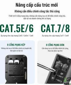 Kìm Bấm Mạng Đa Năng 6P/8P CAT5/6/7/8 Ugreen 15115 ( Tặng lưỡi dao thay thế đi kèm ) 20 So sánh cấu trúc kép Cat5e/6 và Cat7/8 kìm bấm mạng Ugreen 15115 không cần tua vít điều chỉnh