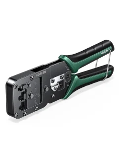 Kìm Bấm Mạng Đa Năng 6P/8P CAT5/6/7/8 Ugreen 15115 ( Tặng lưỡi dao thay thế đi kèm ) 18 Cận cảnh đầu ép kìm bấm mạng Ugreen 15115 với khuôn RJ45 8P, lưỡi cắt và bánh xe tuốt vỏ cáp