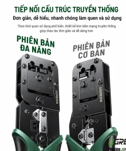 Kìm Bấm Mạng Đa Năng 6P/8P CAT5/6/7/8 Ugreen 15115 ( Tặng lưỡi dao thay thế đi kèm ) 24 Đầu ép phiên bản đa năng kìm bấm mạng Ugreen 15115 với khuôn CAT7 CAT5 6P 8P