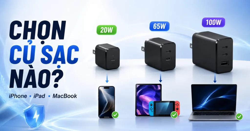 Lựa chọn củ sạc hợp lý cho thiết bị