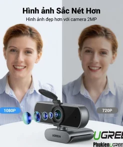 So sánh hình ảnh webcam Ugreen 15728 quay 1080P sắc nét hơn webcam 720P thông thường