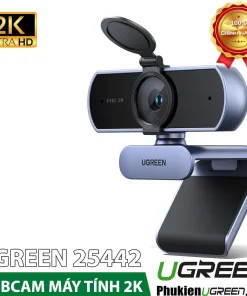 Webcam máy tính Ugreen 25442 2K Ultra HD với nắp che ống kính, chân kẹp màn hình, chính hãng Ugreen Việt Nam