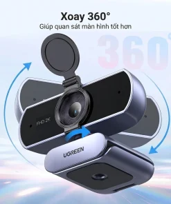 Webcam Ugreen 25442 xoay 360° với ren ốc tripod tiêu chuẩn ở đáy đế xoay