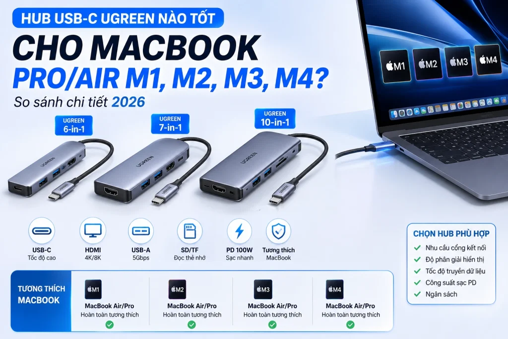 Hub USB-C Ugreen nào tốt cho MacBook