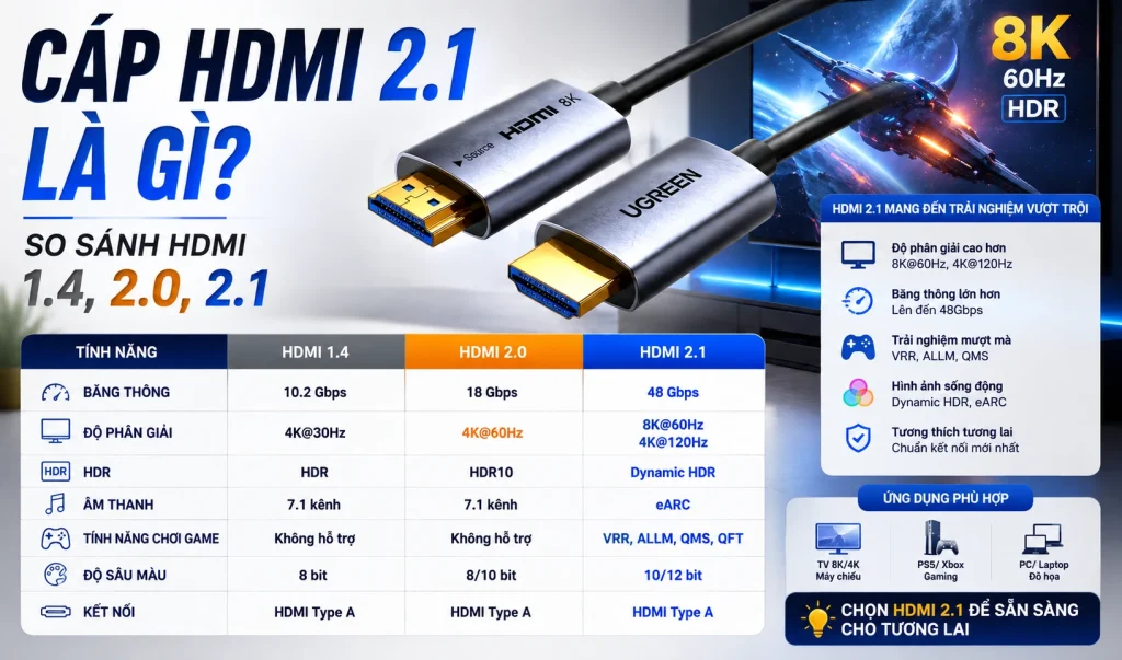 So Sanh Cap HDMI 1.4 , HDMI 2.0 , HDMI 2.1