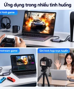 Card Video Capture HDMI to USB-C Ugreen 15389 CM629 — 2K@30Hz, USB 3.0 Type-C 12 UGREEN 15389 CM629 ứng dụng ghi hình game, livestream game và ghi hình họp trực tuyến qua HDMI to USB