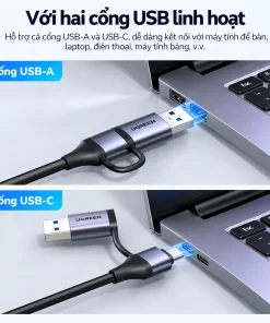 Card Video Capture HDMI to USB-C Ugreen 15389 CM629 — 2K@30Hz, USB 3.0 Type-C 9 UGREEN 15389 CM629 hỗ trợ kết nối USB-A và USB-C với laptop, PC, điện thoại và máy tính bảng tương thích