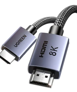 Cáp HDMI 2.1 Ugreen HD171, hai đầu cáp xám có chữ 8K và dây bện